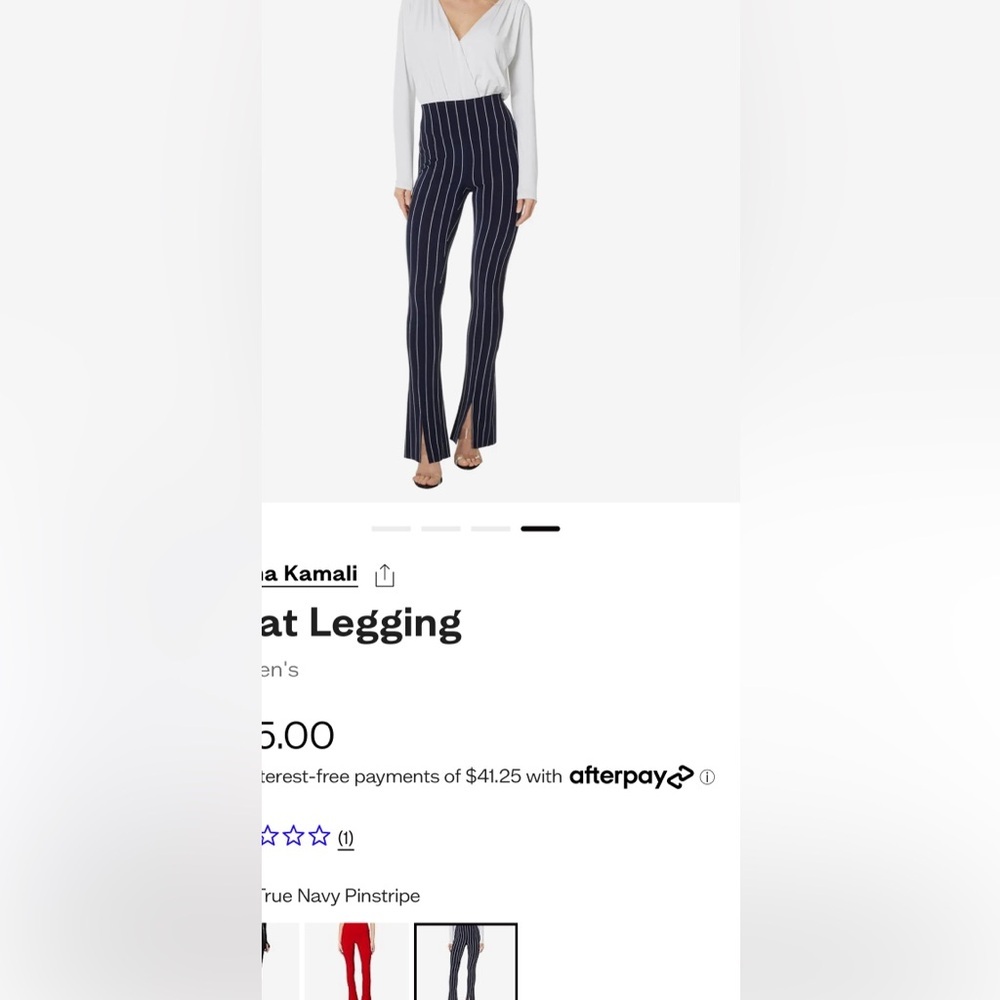 SOLDNorma Kamali Women’s Split Hem Spat Leggings.Color:Woven Pinstripe.SizeLarge - Picture 10 of 10